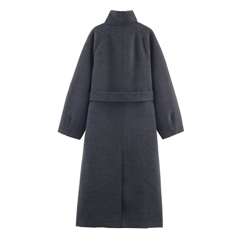 Women's Stand Collar Belt Overcoat Coat