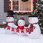 6.2FT Lighted Christmas Inflatable Decoration, Inflatable Snowman Family With Bunting, Funny Blow Up Yard Decorations With Built-in LED Lights For Holiday Party Front Yard Lawn Garden Decor - The Premium