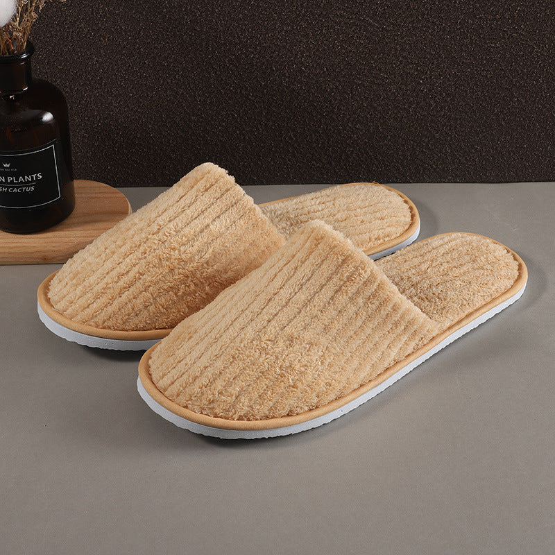 Disposable Eva Hotel Strip Coral Velvet Slippers