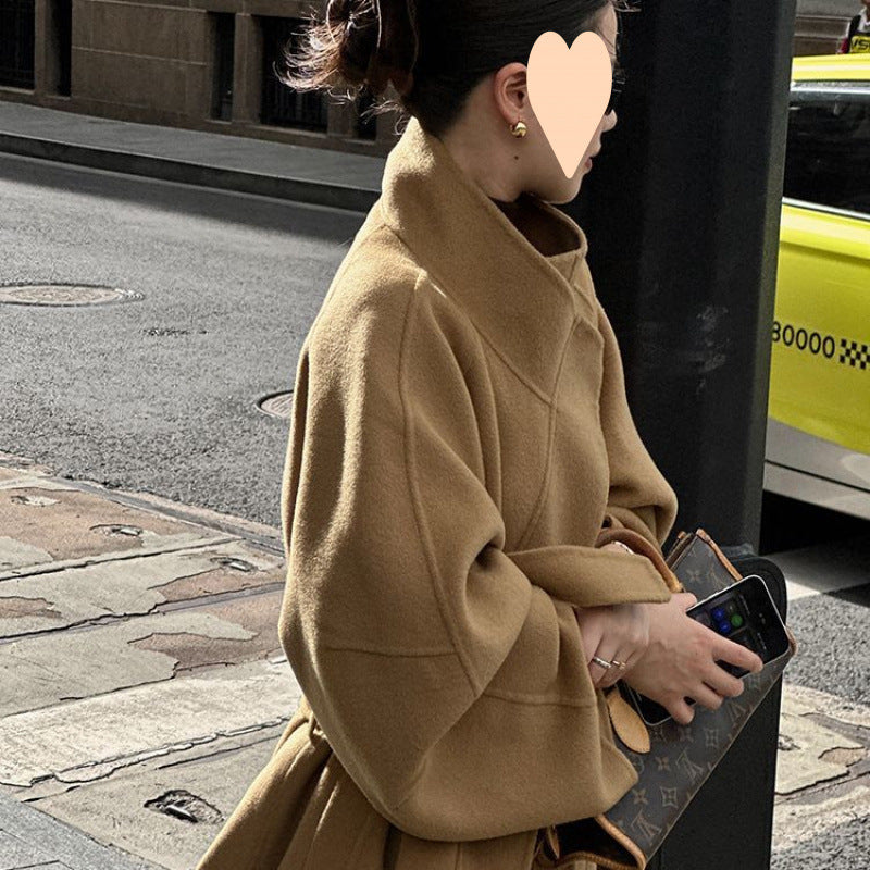 Women's Loose Solid Color Korean Double-sided Woolen Coat