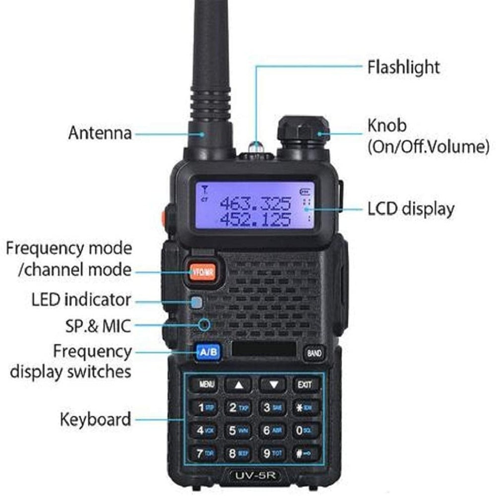 Baofeng UV-5R Two-way Wireless Intercom 1800mAh Lithium-ion Battery Black One Pack,Prohibited Platform Temu