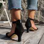 Women's Zipper Bag Heel Peep Toe Shoes After Summer