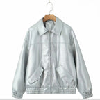 New Women's American PU Leather Coat