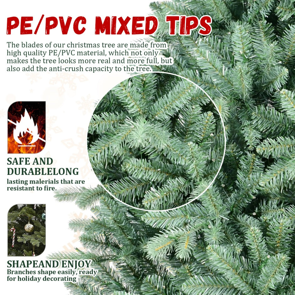 4-foot Blue-green Christmas Tree With 592 PE PVC Branches - Uniquely Full Shape, Hinged Branches For Easy Assembly, Sturdy Metal Base, And Eye-catching Festive Decorations