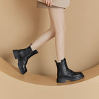 Retro Genuine Leather Martin Boots Women Korean Version Thick Sole