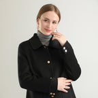 Autumn And Winter New Polo Collar Solid Color Coat For Women