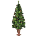 5ft Pre-Lit Artificial Christmas Tree - 100 Clear LED Lights 260 Tips PVC Red Berries Pine Cones UL Adapter - The Premium