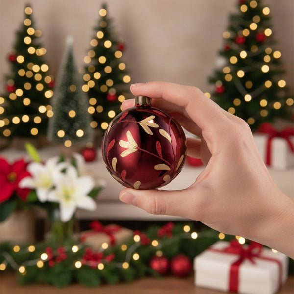 4PCS Set Christmas Glass Ball Ornaments Hanging Tree Decorations Shiny Holiday Party Decor Xmas Tree Decorations FBA Shipment - The Premium