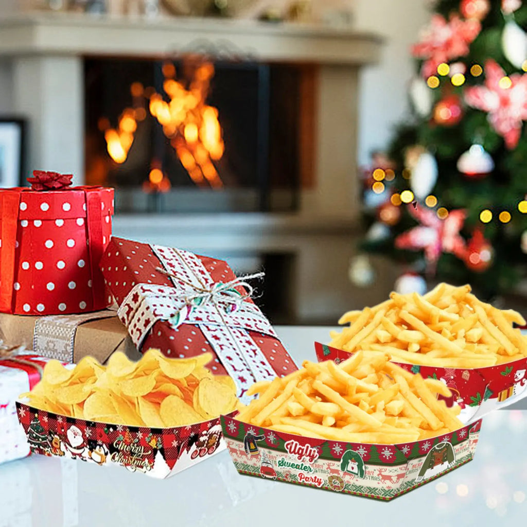 36 Christmas Paper Food Trays - The Premium