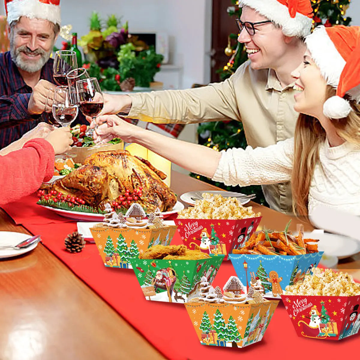 12Pcs Christmas Paper Food Tray - The Premium
