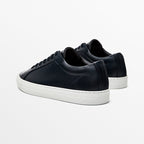 Simple Lace Sports Leather Lace-up Flat Bottom Casual Sneakers