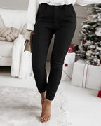 Skinny Pants Women's Fashionable All-match Casual Fabric Trousers With Rib At The Bottom