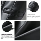 Leather Coat Western Style Double Breasted Vest Short Slim Fit Slimming