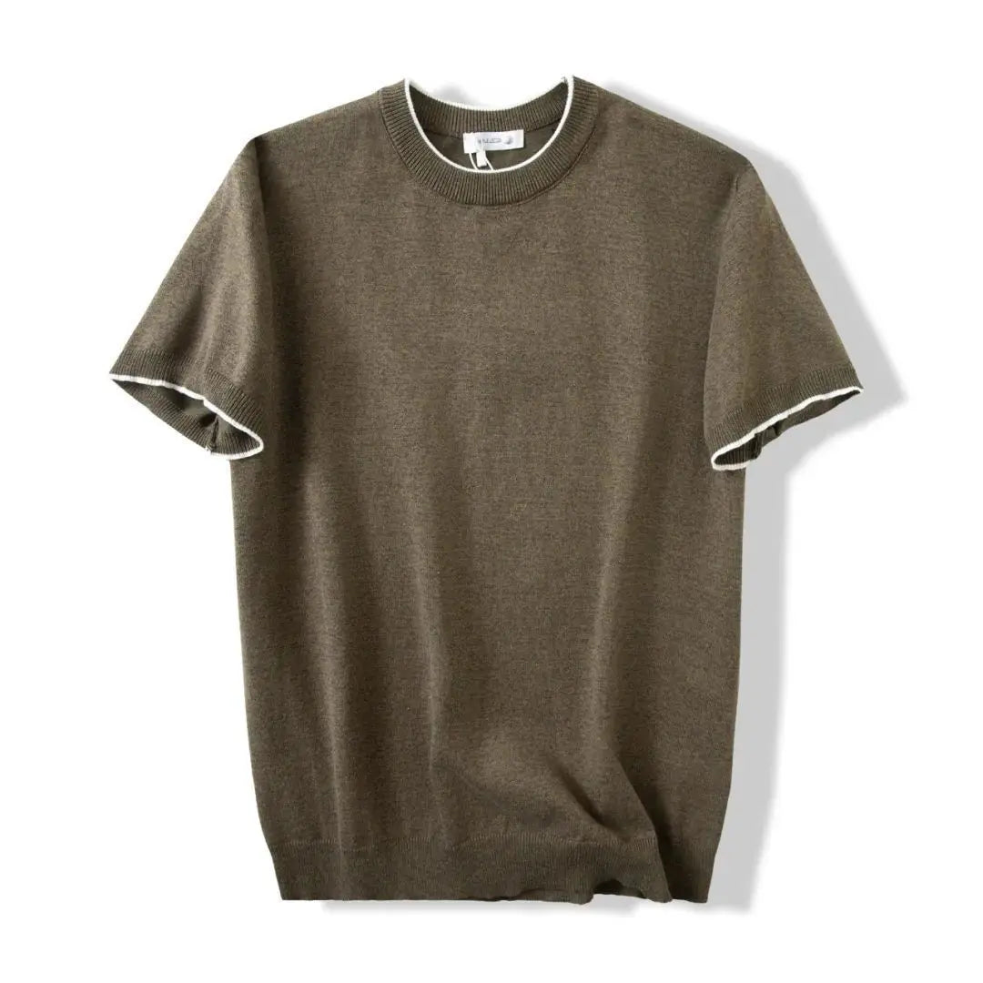 Lazy And Versatile Knitted Round Neck T-shirt For Men - The Premium
