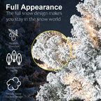 Artificial 7ft Flocked Christmas Tree With 1022 PVC Branch Tips, 350L Warm White Led, Round Head, Foldable Base For Indoor Holiday Decorating - The Premium
