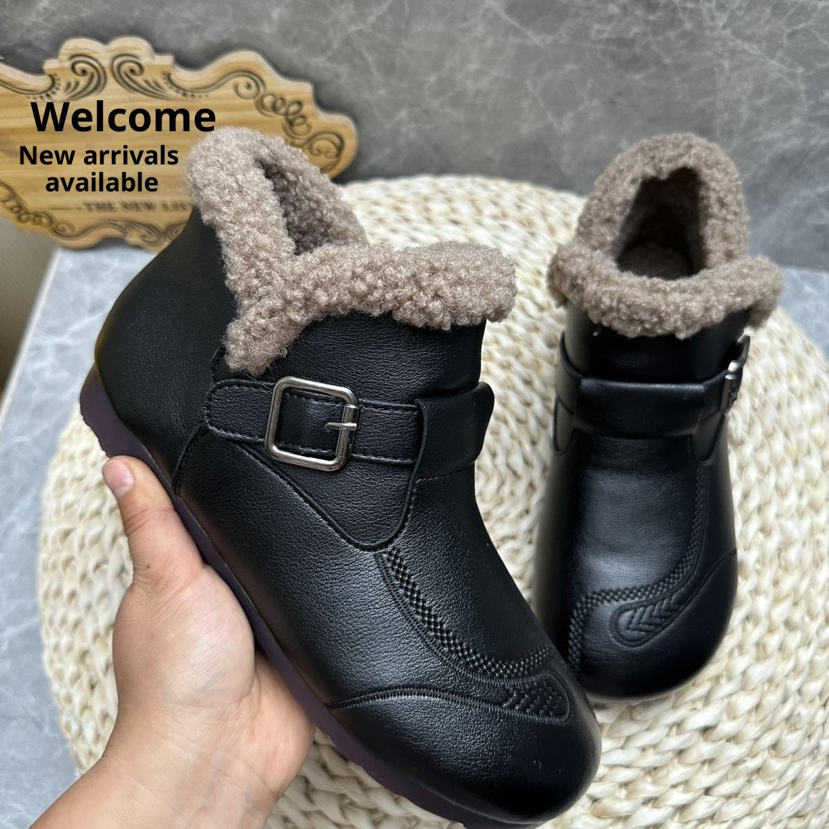 2025 Winter Soft Leather Ankle Boots Women