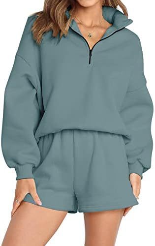 Women's Casual Three-quarter Pants Solid Color Sweatshirt Two-piece Set