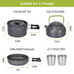 12Pcs Camping Cookware Set Aluminum Pot Pan Kettle Cup Fork Spoon Knife With Storage Bags For Hiking Picnic Outdoor