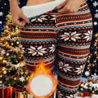 High Waist Christmas Printing Plus Velvet Leggings