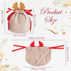 5 Pcs Christmas Velvet Drawstring Candy Gift Bags With Antlers 2 Styles Mini Xmas Present Pouch 7x5 Inch Santa Gift Wrapping Bags - The Premium