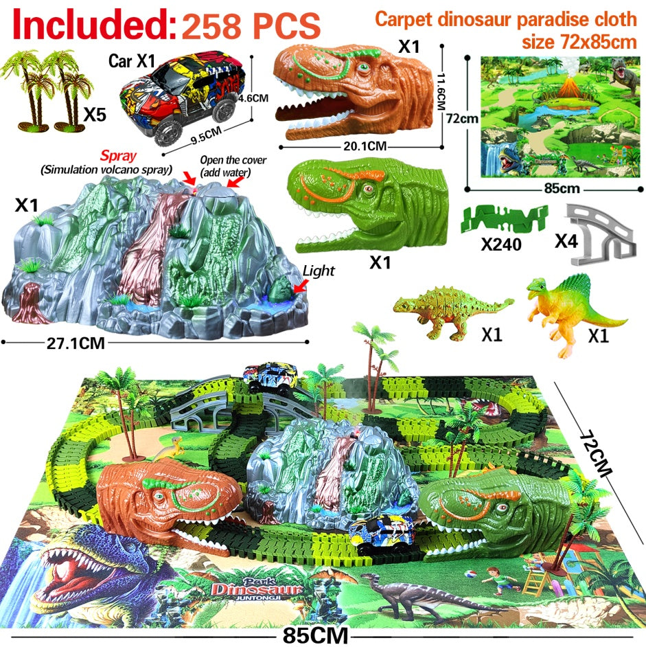 Children's Electric Assembled Track Racing Simulation Animal Tyrannosaurus Dinosaur Toy Puzzle Boy Gift