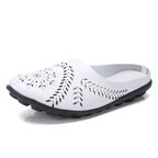 Plus-size Summer Cowhide Peep-toe Half Slippers For Women