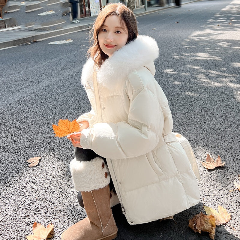 Women's Mid-length Fox Fur Collar Down Jacket