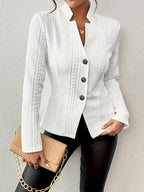 Elegant Slim Button Front Ladies Jacket