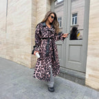 Women's Elegant Casual Loose Leopard Print Patchwork Leather Jacket