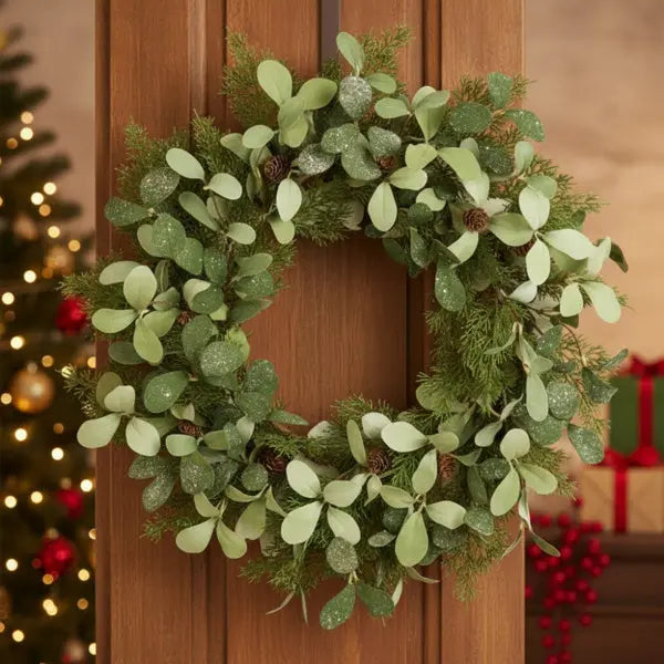 Christmas Cedar Wreath Full Luxe Greenery Holiday Door Festive Pinecone & Berry Accent FBA Shipment - The Premium