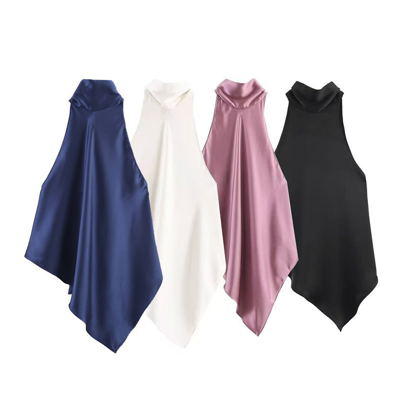 Women's Satin Halter Neck Strap Top