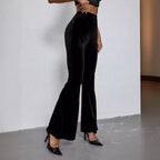 Women's Fashion Sexy Slim Solid Color High-Waist Velvet Flared Pants