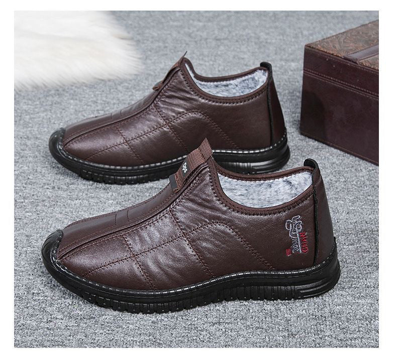 Winter Men's Warm Velvet Padded Thickened Waterproof Non-slip Elderly Cotton Boots