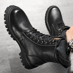 Worker Boot High Top British Style Thick Bottom Fleece-lined