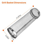 2Pcs 3.42x11.61Inch Portable BBQ Rolling Basket Round Stainless Steel Grill Mesh Barbecue Net Tube With Removable Cover Outdoor Camping