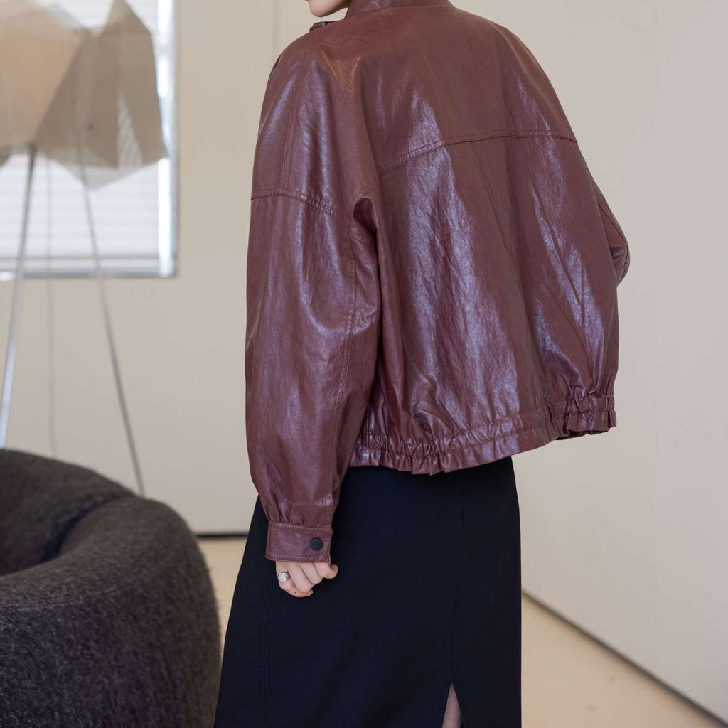 Women's Leather Top Loose All-matching European And American Style Short Coat