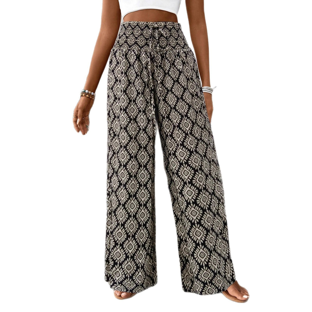 Women's High Waist Printed Casual Wide Leg Pants