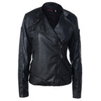 Stand Collar Side Zipper Leather Coat Motorcycle Jacket