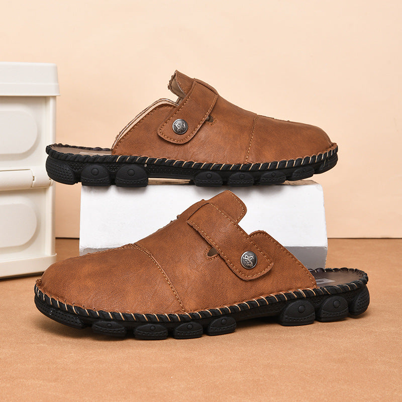 Summer Outdoor Men's Half Slippers Casual Lazybones' Shoes Fashion Handmade Stitching