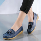 Two-layer Calf Leather Shoes Low-top Slip-on Women's Shoes