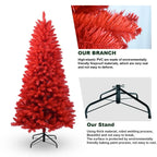 6-Foot Red Artificial Christmas Tree Halloween Tree With Metal Foldable Stand, Full Artificial Christmas Tree With 804 Branch Tips, Easy To Assemble, Indoor Holiday Decoration - The Premium