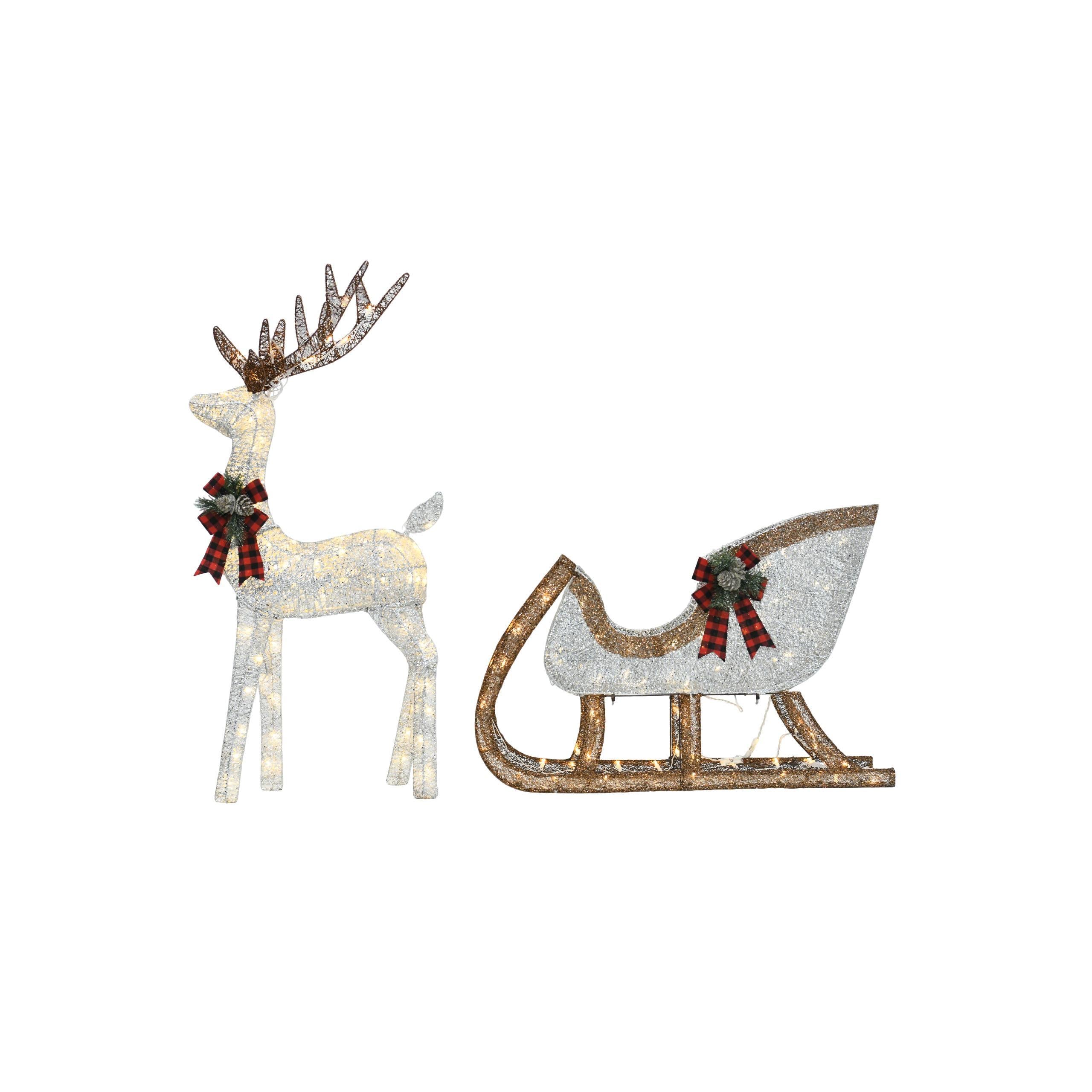 48-inch Christmas Reindeer And 38-inch Sleigh Decorations Create A Festive Atmosphere, Suitable For Indoor And Outdoor Scenes, A Must-have For Christmas - The Premium