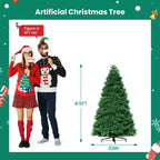 Pre-lit Artificial Christmas Tree, Prelighted Green Artificial Hinged Spruce Xmas Tree With 347 Branch Tips, 120 Incandescent Lights - The Premium