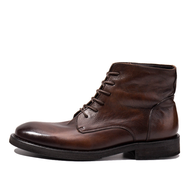 Trendy Workwear Boots All-match First Layer Cowhide Retro