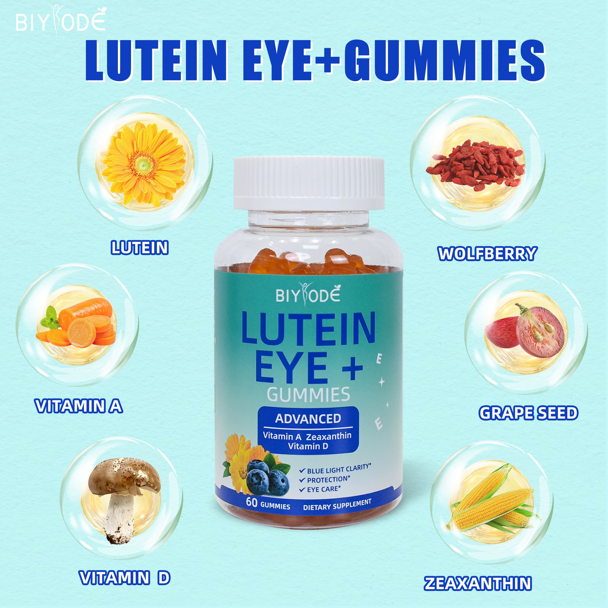 OEM ODM Factory Customized Lutein Gummies Eye Health Supplement Multivitamin Marigold Extract