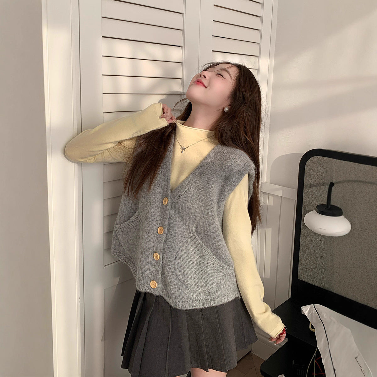 Winter New Korean Knitted Cardigan Vest Women's Vest