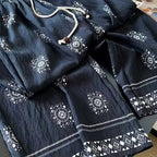 Retro Beaded Drawstring Women's Summer Cool Wide-leg Pants