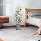 4.5-foot Velvet Christmas Tree With A Stand, 150 Warm White LED Lights, 720 Tips, PE And PVC Branches, And 19 Pinecones