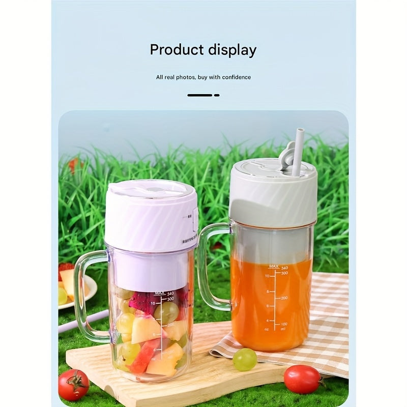 Portable Blender Rechargeable Blender Travel Cup With Lid And Straw, Ideal For Making Milkshakes, Smoothies, And Juices, Mini Blender Suitable For Outdoor Sports, Home Use, And Travel