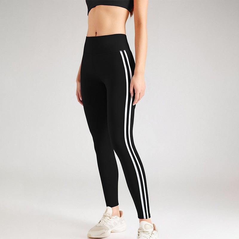 Side Striped Fitness Trousers High Waist Hip Lift